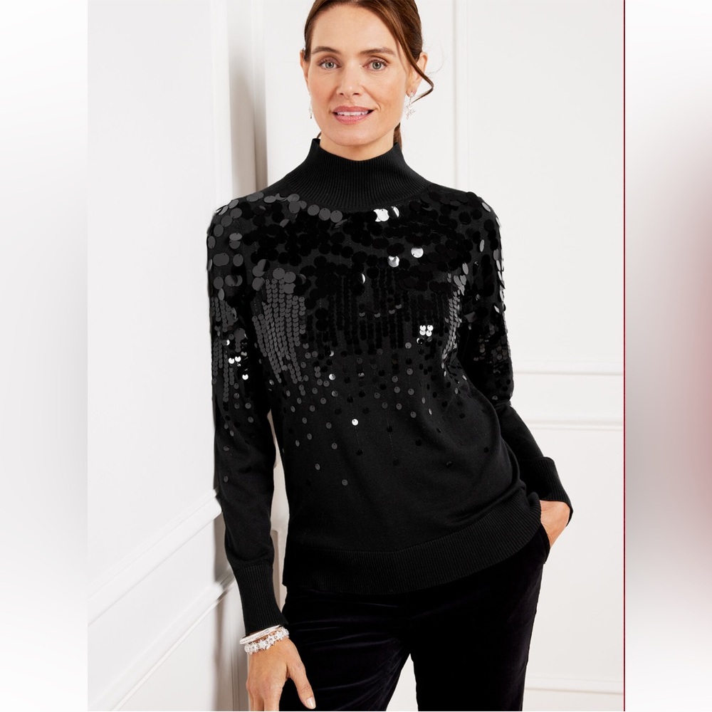 Talbots Sparkly Black Embellished Sweater